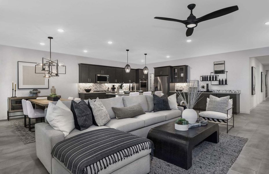 Great Room - Kitchen - Dining Area | Parker | Sunrise - Valley Series | Surprise, AZ | Landsea Homes