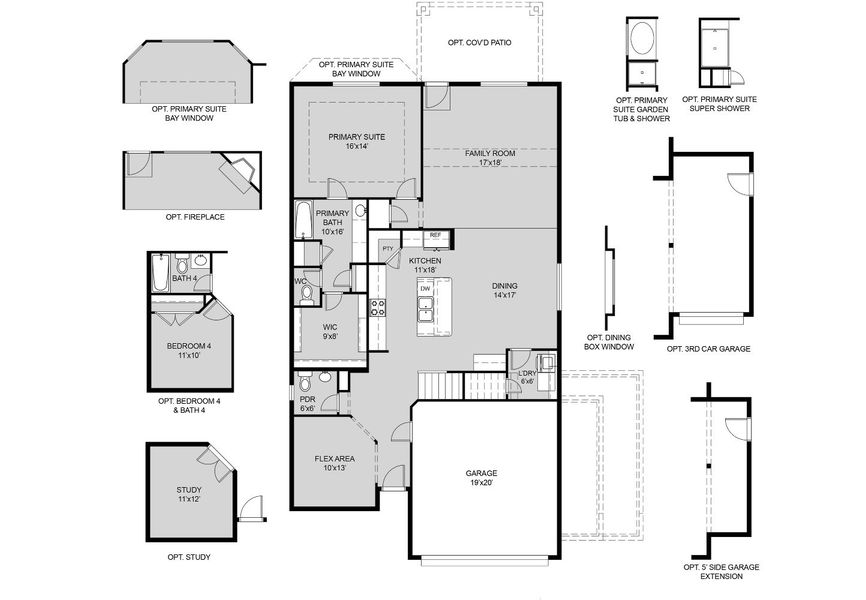 2D floor plan layout for the The Lazio - Buffalo Crossing by Legend Homes in Lake Conroe Area Homes, Montgomery, TX (Image 2).