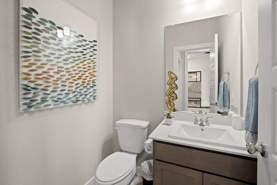 Bathroom in the Lakeside at Tessera Willow model home in Lago Vista TX by Trophy Signature Homes