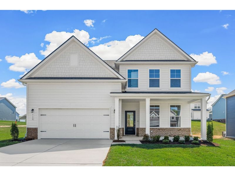 Front exterior of a new home in Calista Farms, White House, TN, highlighting curb appeal (Image 1). Front exterior of a new home in Calista Farms, White House, TN, highlighting curb appeal (Image 1).