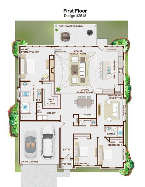 2D floor plan layout for the Grand Monterra by Grand Homes in Monterra, Fate, TX (Image 3).