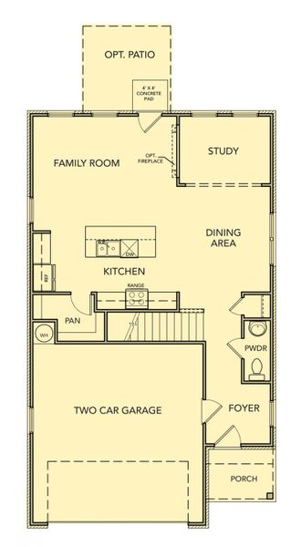 2D floor plan layout for the Wisteria by Kerley Family Homes in Park Center Pointe, Austell, GA (Image 5). 2D floor plan layout for the Wisteria by Kerley Family Homes in Park Center Pointe, Austell, GA (Image 5).