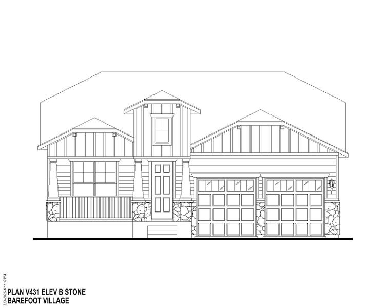 Plan V431 Elevation B w/ Stone Plan V431 Elevation B w/ Stone