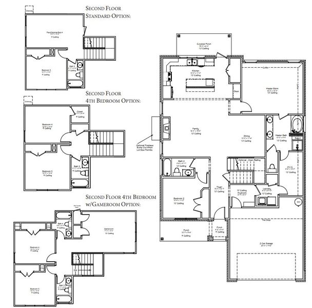2D floor plan layout for the The Orchid by Avonley Homes in Mission Ranch, College Station, TX (Image 3). 2D floor plan layout for the The Orchid by Avonley Homes in Mission Ranch, College Station, TX (Image 3).