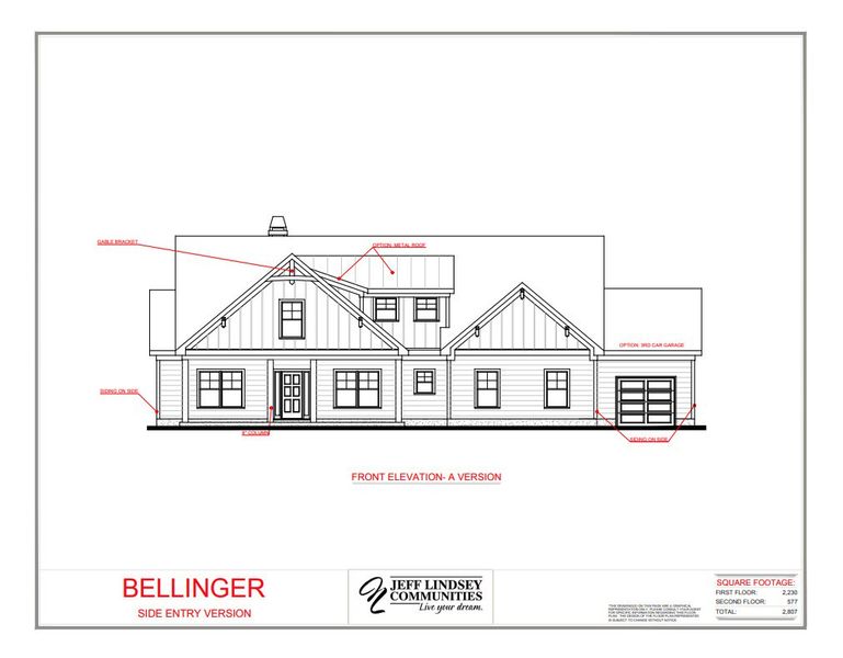 Representative rendering of the exterior for the Bellinger B by Jeff Lindsey Communities (Image 8).