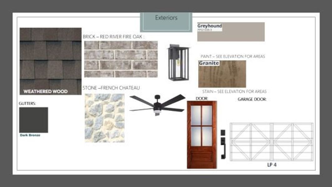 Sample of building materials used in homes in Rio Vista at Kelly Ranch, Aledo (Image 22).