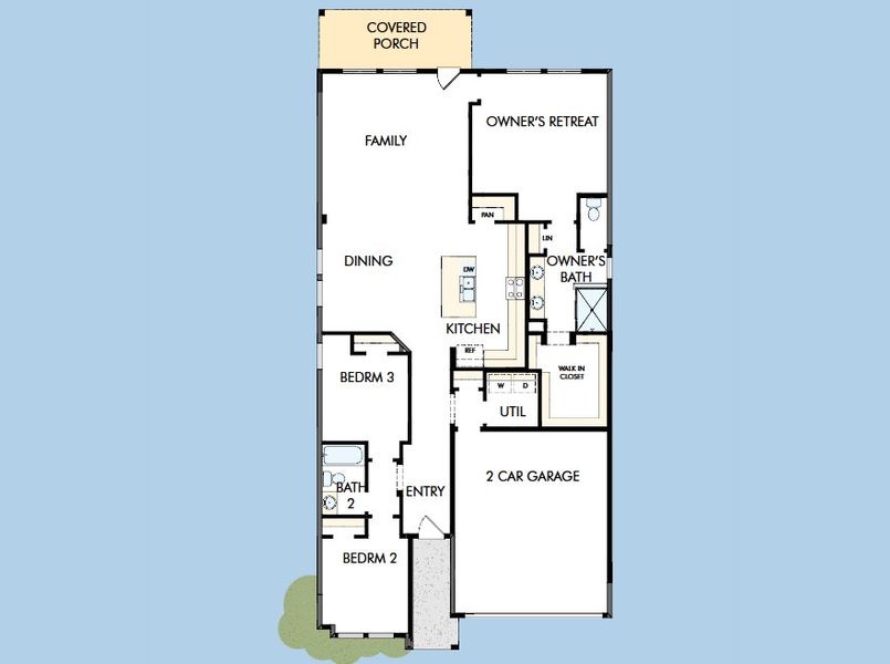 2D floor plan layout for the The Flora by David Weekley Homes in Austin Point, Richmond, TX (Image 3).