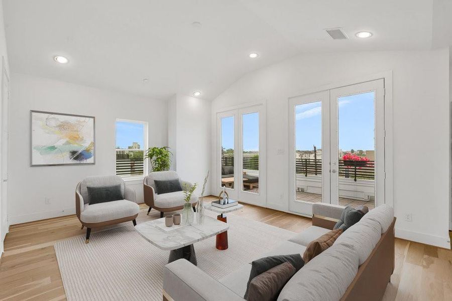 4th floor game room opens to a fabulous roof top terrace. 4th floor game room opens to a fabulous roof top terrace.