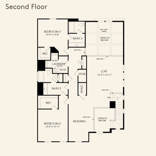 2D floor plan layout for the Willowcrest by John Wieland in Villages at Sharon Springs, Cumming, GA (Image 3).