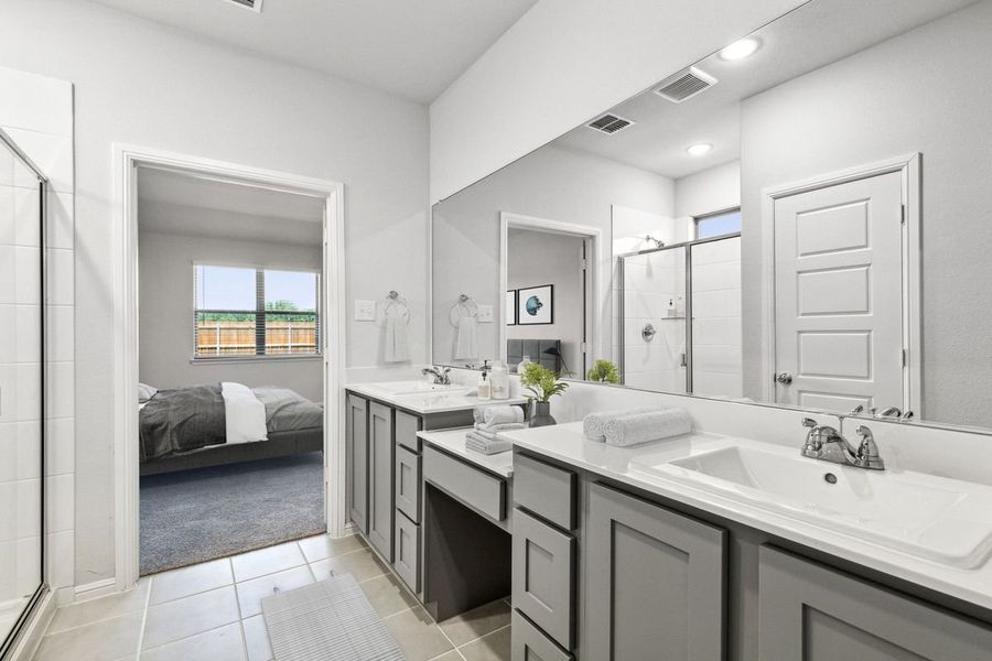 Primary Bathroom in the Sapphire home plan by Trophy Signature Homes – REPRESENTATIVE PHOTO Primary Bathroom in the Sapphire home plan by Trophy Signature Homes – REPRESENTATIVE PHOTO