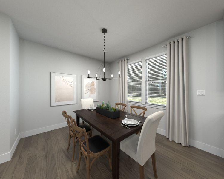 The spacious open-concept floorplan allows for an easy flow between the kitchen and dining areas.