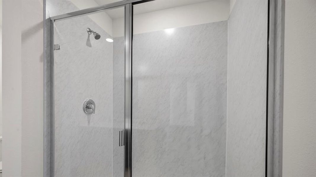 Bathroom view of a shower stall