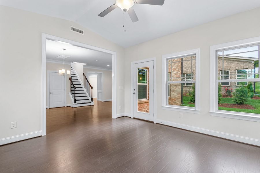 Representative unfurnished interior of a home built from the Kendall Lux by Keystone Homes NC in Weybridge, Burlington (Image 34).