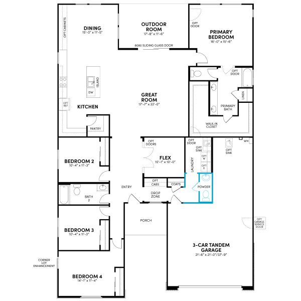 2D floor plan layout for the Lily by Brookfield Residential in Mariposa at Blossom Rock, Apache Junction, AZ (Image 24).