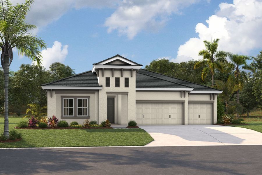 Representative exterior photo of a completed home built from the Islamorada I by Homes by WestBay in Two Rivers, Zephyrhills, FL (Image 20).
