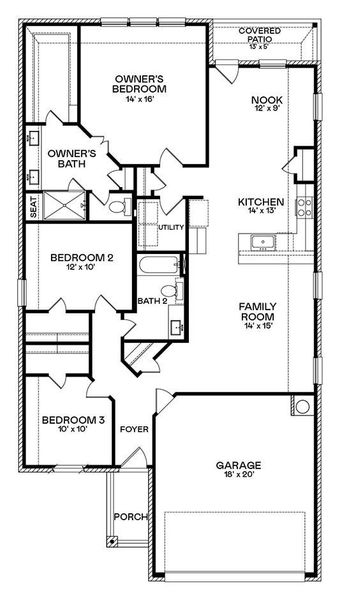 2D floor plan layout of this home in Anniston: Bristol Collection, Katy, TX (Image 3).