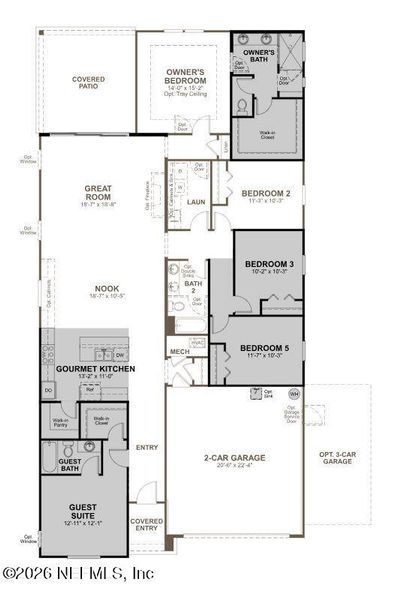 2D floor plan layout of this home in Elm Ridge, St. Augustine, FL (Image 4).