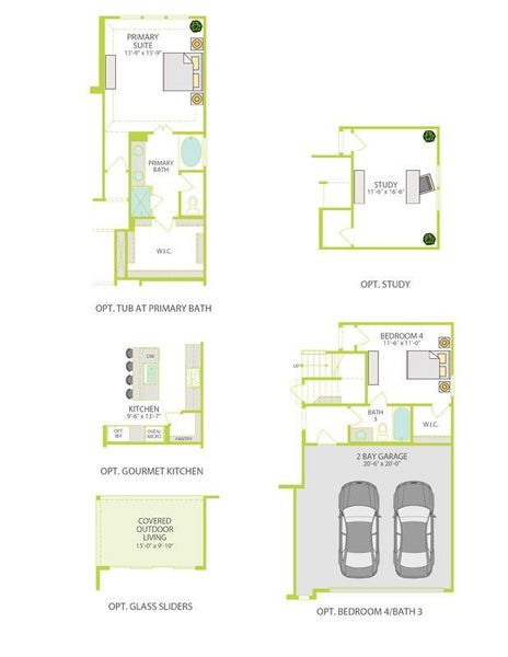 2D floor plan layout of this home in Terrace Collection At Turner's Crossing, Buda, TX (Image 3).