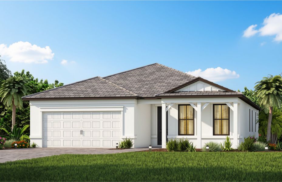 Representative exterior photo of a completed home built from the Mystique by Del Webb in Del Webb Naples, Ave Maria, FL (Image 24). Representative exterior photo of a completed home built from the Mystique by Del Webb in Del Webb Naples, Ave Maria, FL (Image 24).