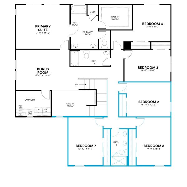 Floor 2: Bed 7 Bed 8 Bath 5 Option