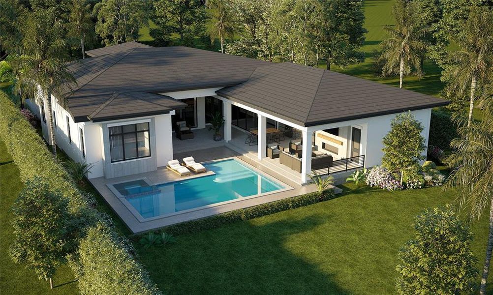 Rear Elevation w/Lanai and Pool Rear Elevation w/Lanai and Pool