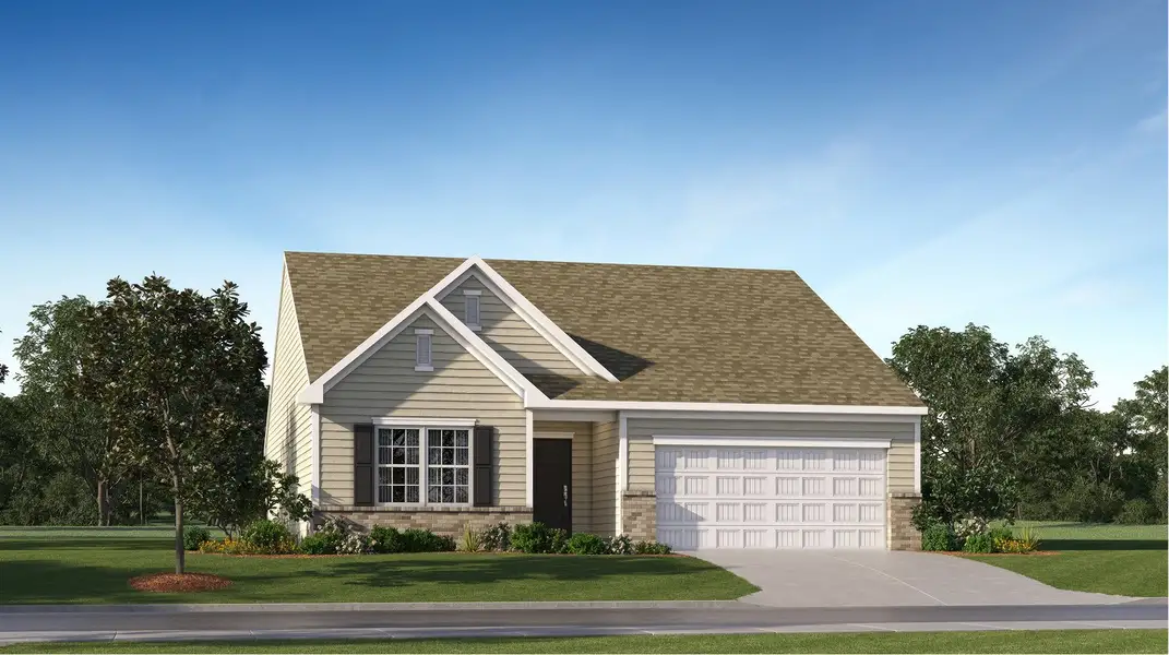 Front exterior of a new home in Bakers Creek, Kannapolis, NC, highlighting curb appeal (Image 1). Front exterior of a new home in Bakers Creek, Kannapolis, NC, highlighting curb appeal (Image 1).
