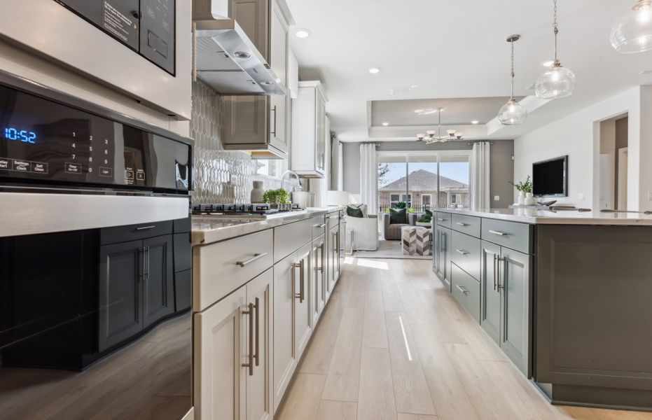 View of main living areas from kitchen