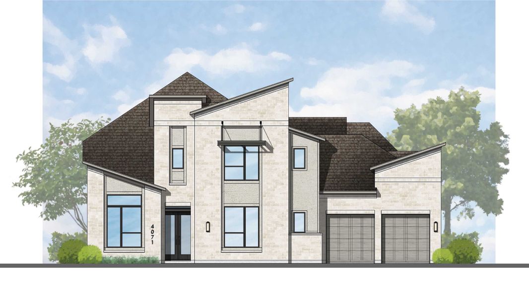 Representative rendering of the exterior for the 608 Plan by Highland Homes (Image 27). Representative rendering of the exterior for the 608 Plan by Highland Homes (Image 27).