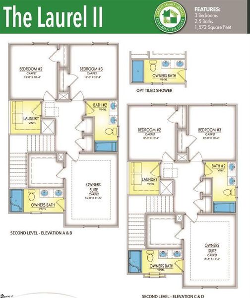 2D floor plan layout of this home in Brownstone Park, Easley, SC (Image 4).
