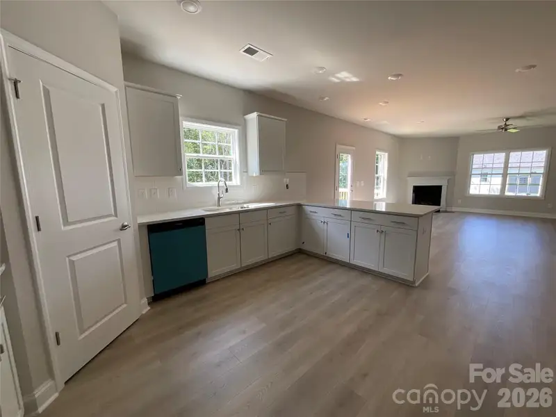 Spacious countertops and breakfast bar