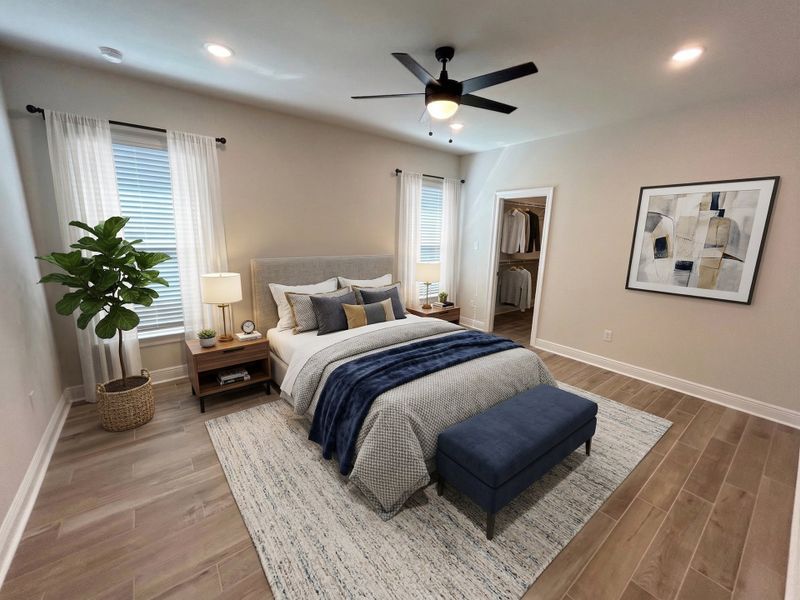 Front exterior of a new home in The Bluffs at Lafayette, Freeport, FL, highlighting curb appeal (Image 15). Front exterior of a new home in The Bluffs at Lafayette, Freeport, FL, highlighting curb appeal (Image 15).