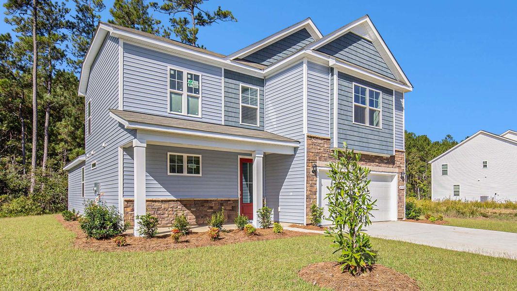 Front exterior of a new home in Eden Springs, Longs, SC, highlighting curb appeal (Image 22).