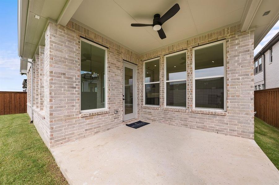 View of patio featuring ceiling fan View of patio featuring ceiling fan