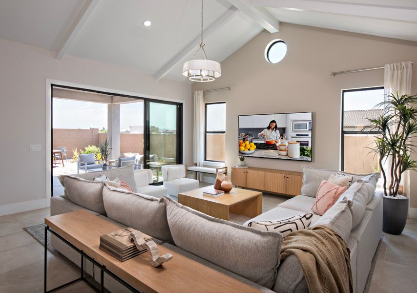 Great room with vaulted ceiling Great room with vaulted ceiling