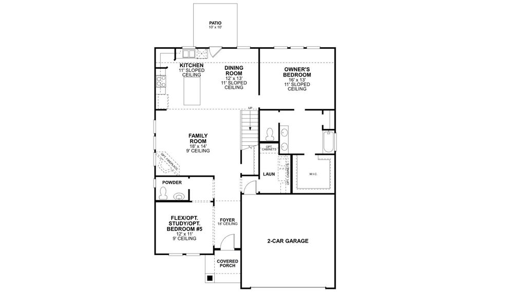 2D floor plan layout for the Bryant by M/I Homes in Lily Creek at Sutton Fields, Aubrey, TX (Image 3). 2D floor plan layout for the Bryant by M/I Homes in Lily Creek at Sutton Fields, Aubrey, TX (Image 3).