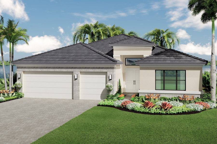 Representative exterior photo of a completed home built from the Madison by GL Homes in Valencia Parc at Riverland, Port St. Lucie, FL (Image 21).