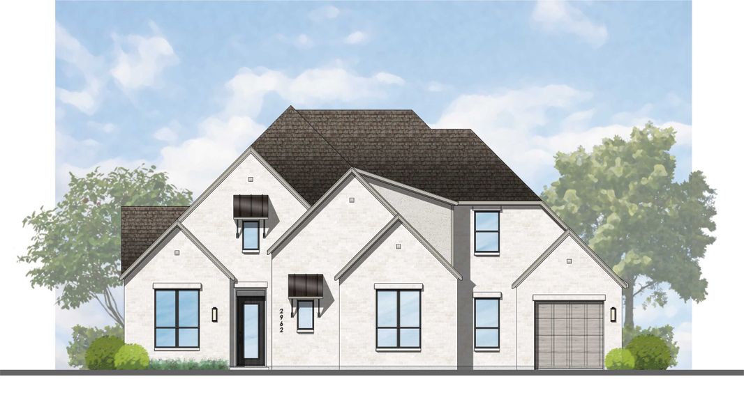 Representative exterior photo of a completed home built from the 615 Plan by Highland Homes in The Grove Frisco: 74ft. lots, Frisco, TX (Image 1).