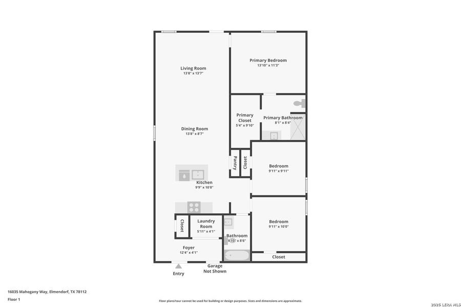 2D floor plan layout of this home in Hickory Ridge, Elmendorf, TX (Image 4).