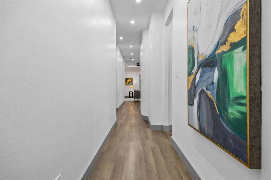 Front entry leading to the secondary bedrooms and the main living area