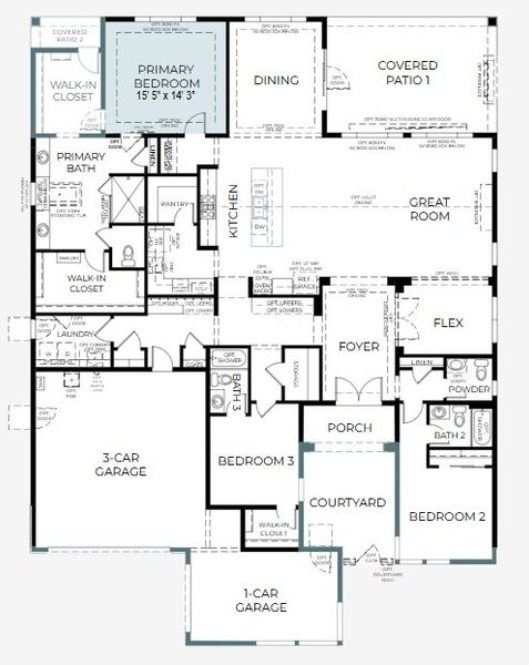 2D floor plan layout of this home in Estates at Kings Ranch, Gold Canyon, AZ (Image 5).