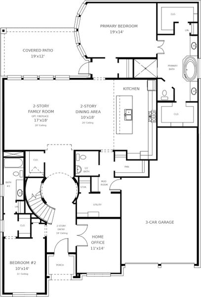 2D floor plan layout for the 3797W by Perry Homes in Ventana, Fort Worth, TX (Image 5). 2D floor plan layout for the 3797W by Perry Homes in Ventana, Fort Worth, TX (Image 5).