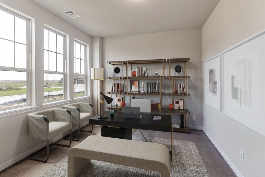 Study. Note: Sample product photo. Actual exterior and interior selections may vary by homesite. Photo may be virtually staged