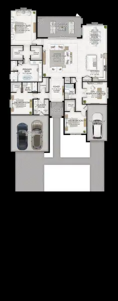 2D floor plan layout for the Bellagio II by GL Homes in Valencia Vista at Riverland, Port St. Lucie, FL (Image 3).