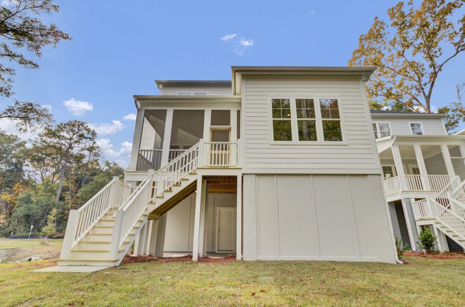 Exterior details and patio area of a home in Indigo Grove Single Family Homes, Johns Island (Image 25).