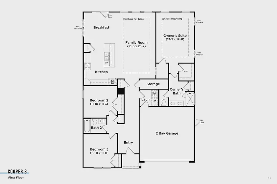 2D floor plan layout of this home in The Farm at Neill's Creek, Lillington, NC (Image 3).