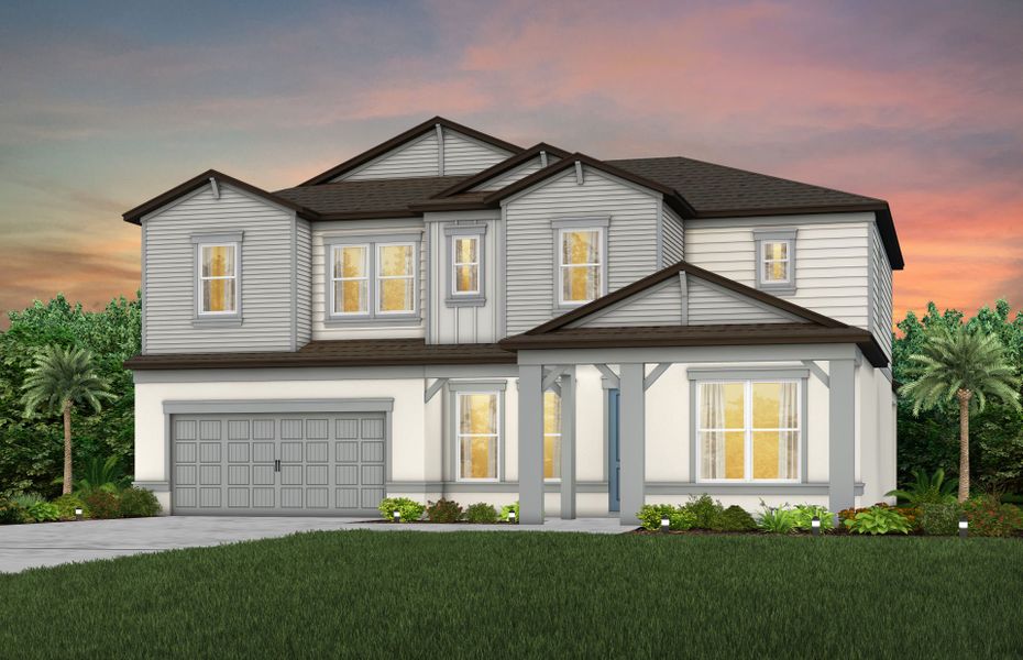 Representative exterior photo of a completed home built from the Newlyn by Pulte Homes in Riverwood, Zephyrhills, FL (Image 16).