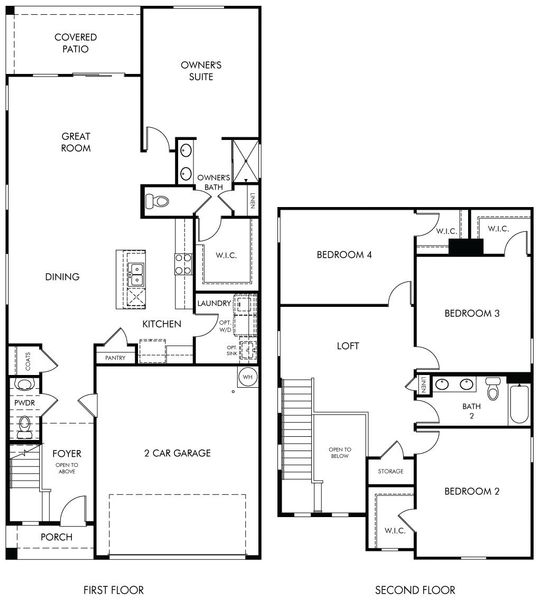 2D floor plan layout for the Park by Meritage Homes in La Estancia - Homestead, Tucson, AZ (Image 3).