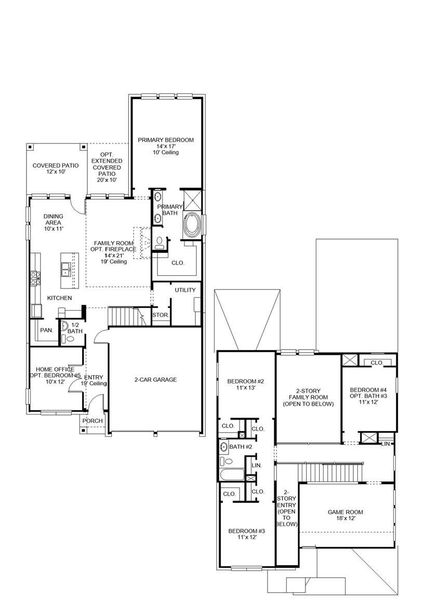 2D floor plan layout of this home in Woodside, Georgetown, TX (Image 2).