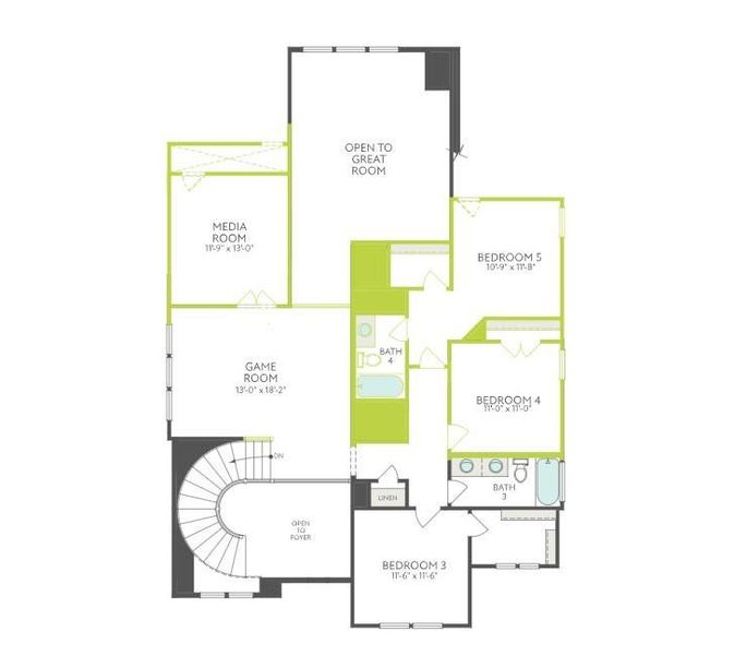 2D floor plan layout of this home in Tompkins Reserve, Katy, TX (Image 3).