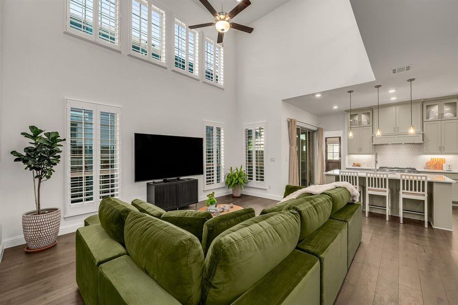 Furnished interior view inside a new home in Fields Villas - Darling Homes, Frisco (Image 13). Furnished interior view inside a new home in Fields Villas - Darling Homes, Frisco (Image 13).